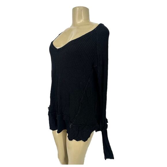 WE THE FREE PEOPLE XS Laguna Thermal Waffle Knit Oversized Thumbhole Top K12 - Picture 2 of 8